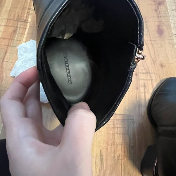 Alexander Wang Gabi Rose Gold Heel Cut Out Chunky Heel Zip Leather Ankle Boots - Picture 13 of 14